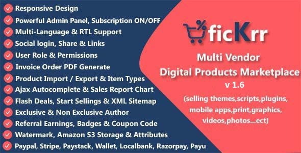 fickrr 1 6 multi vendor digital products marketplace